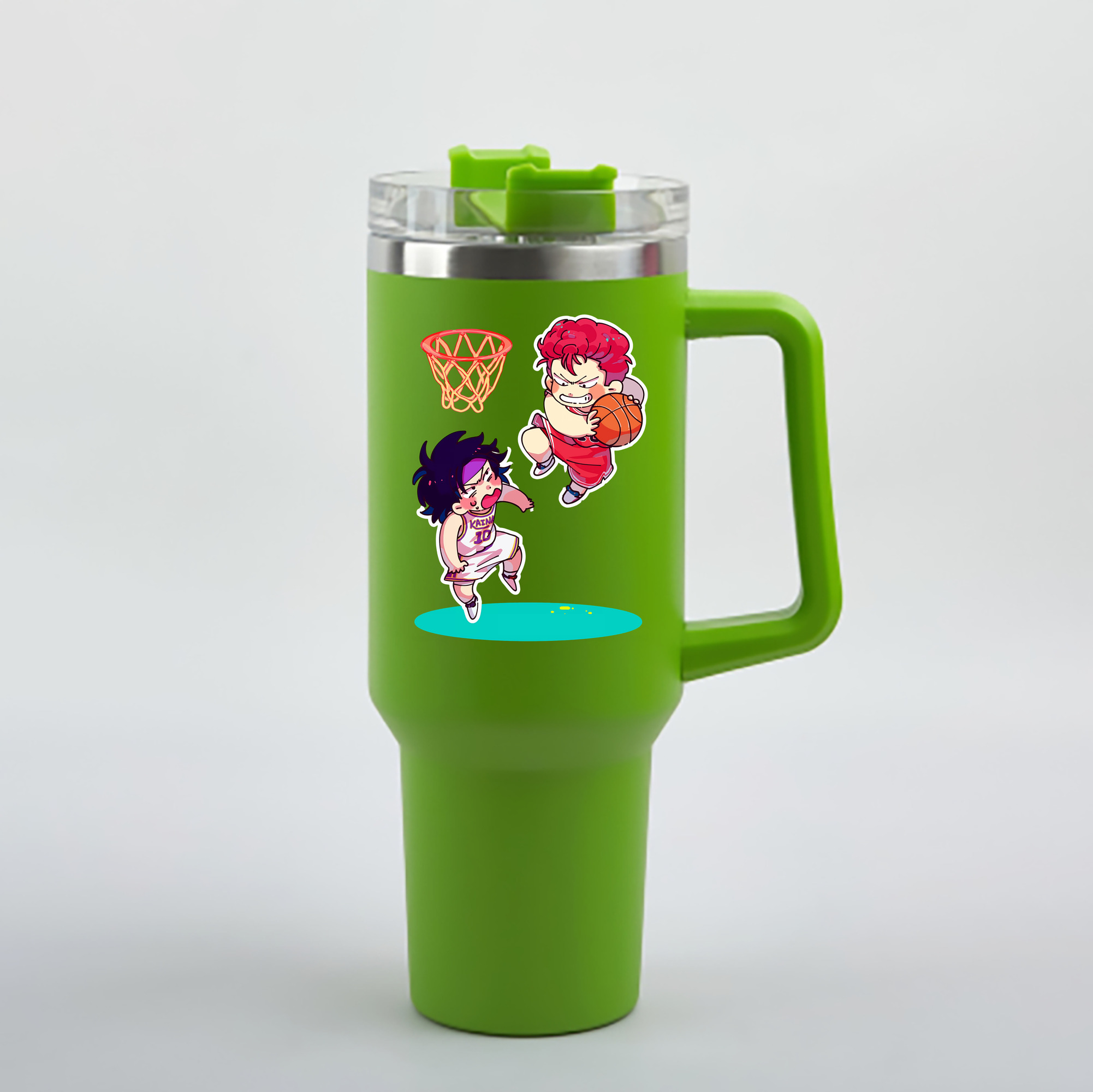 （画像用） SLAM DUNK／スラムダンク 1200mL車用タンブラー - クリスタルステッカー（プラスチックストロー付き）